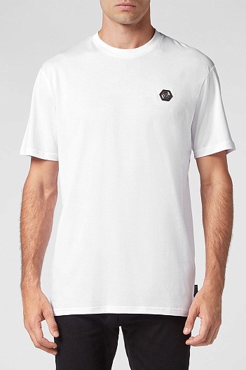 Футболка белого цвета Philipp Plein logo-plaque   