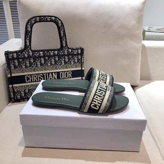Женские кожаные шлёпанцы Dior Premium