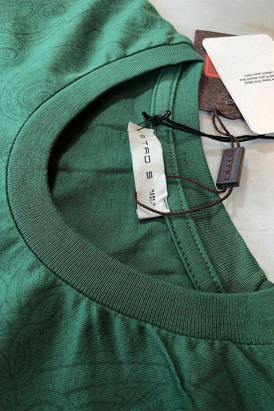 Зелёная мужская футболка Etro embroidered-logo