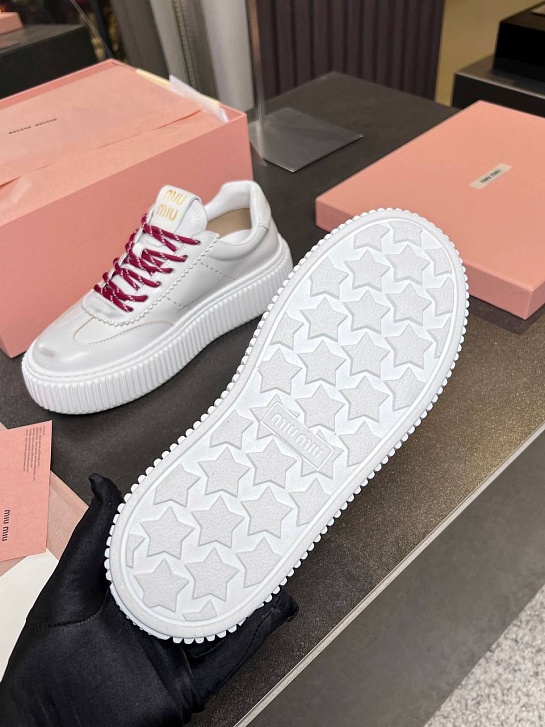 Женские кожаные кроссовки MIU MIU Premium
