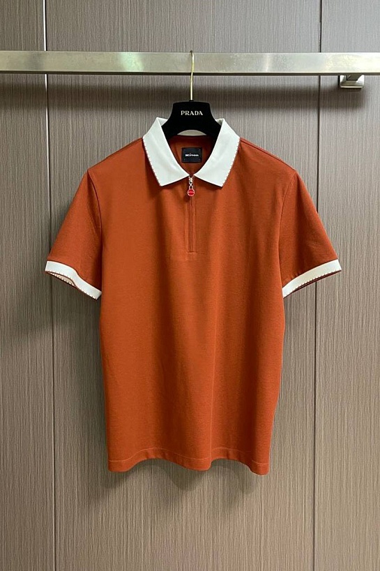 Мужское поло коричневого цвета Kiton premium