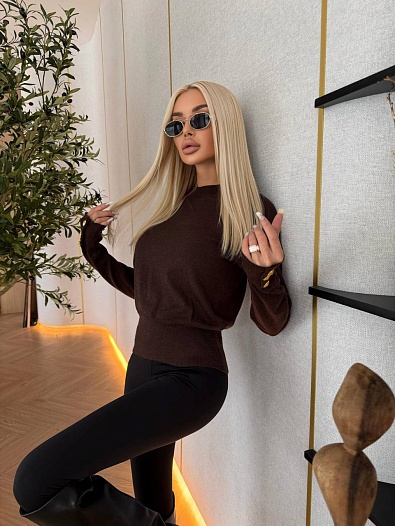 Женский трикотажный свитер Schiaparelli Premium - Coffee   