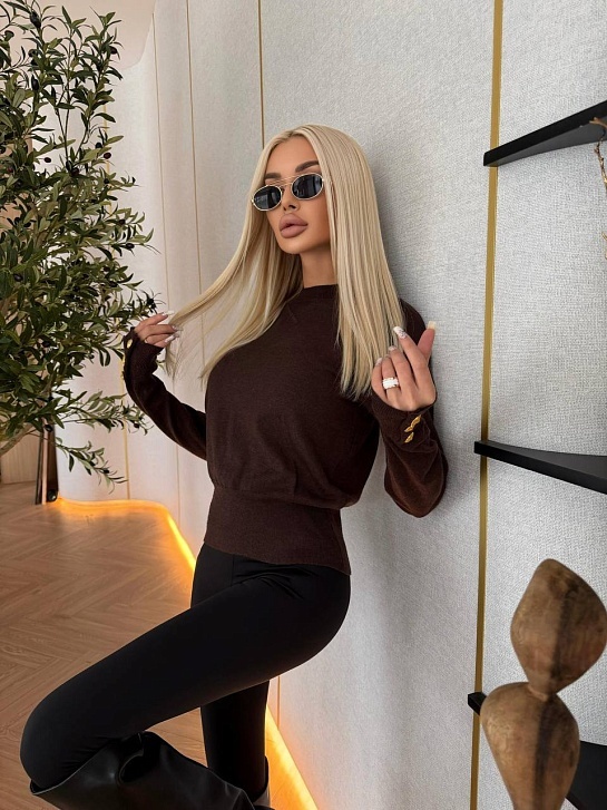 Женский трикотажный свитер Schiaparelli Premium - Coffee