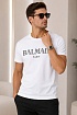 Белая футболка Balmain Paris black logo-print