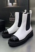 Женские кожаные сапоги Chanel Cruise premium - White / Black