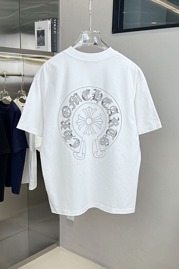 Белая оверсайз футболка Chrome Hearts Premium   