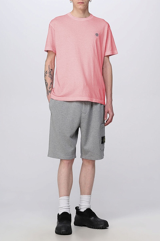 Мужская футболка розового цвета Stone Island compass badge