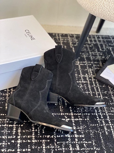 Женские замшевые сапоги Celine premium - Black   
