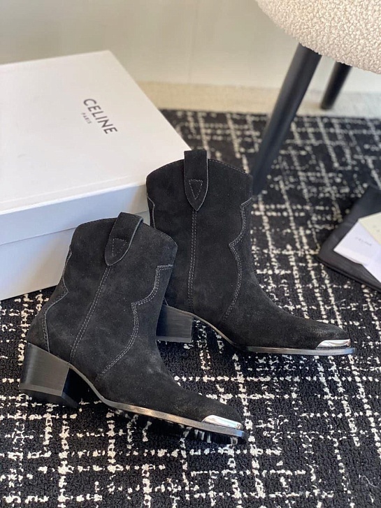 Женские замшевые сапоги Celine premium - Black
