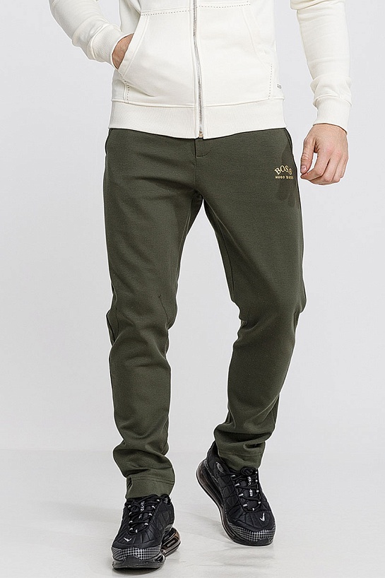 Зелёные спортивные штаны Hugo Boss logo-embroidered