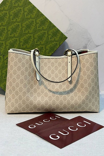 Кожаная сумка Gucci GG Emblem premium 38x25x15 см   