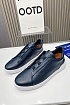 Синие кожаные кроссовки Ermenegildo Zegna