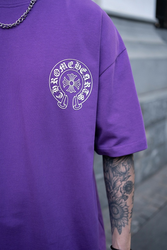Фиолетовая оверсайз футболка Chrome Hearts Premium