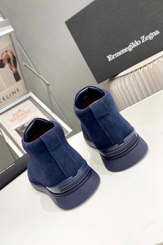 Замшевые кроссовки Zegna Triple Stitch high-top