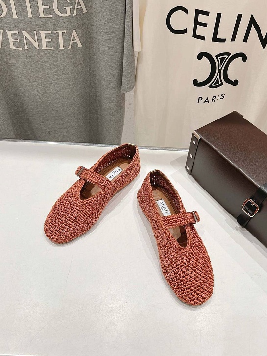 Женские плетёные балетки ALaia Premium - Red