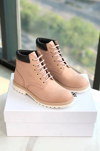 Женские ботинки Celine розового цвета   