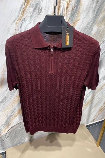 Мужское поло бордового цвета Zilli zip neck   