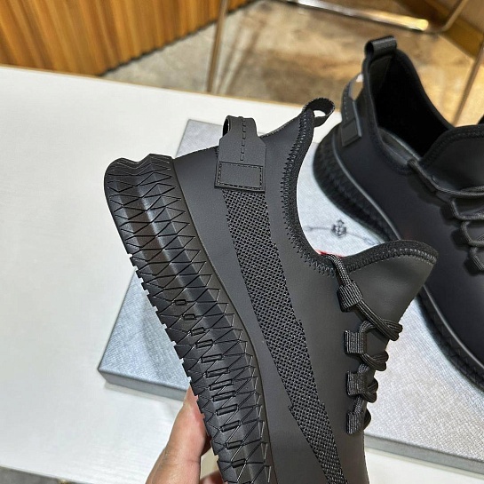 Мужские кожаные кроссовки Prada lace-up - Black