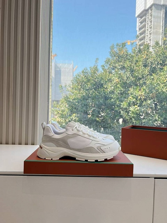 Женские кожаные кроссовки Loro Piana Premium - White