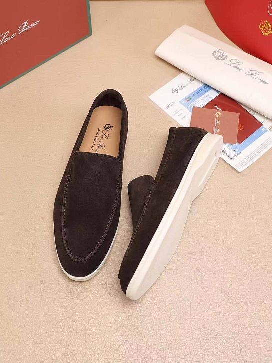 Мужские замшевые лоферы Loro Piana Summer Walk - Brown