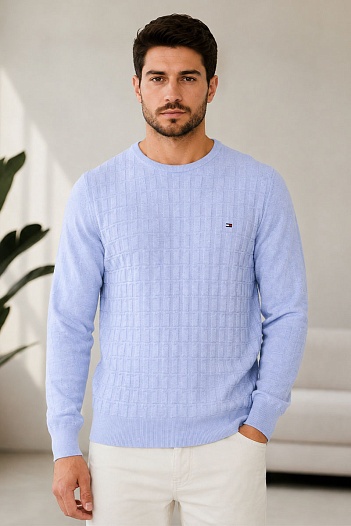 Мужской джемпер Tommy Hilfiger logo-embroidered - Blue   
