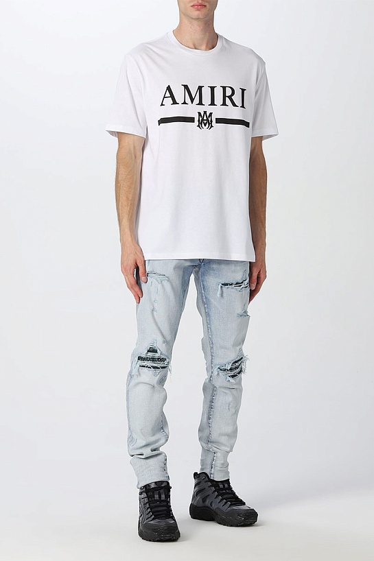 Мужская белая футболка Amiri MA bar logo-print