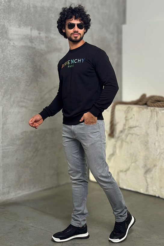 Мужской чёрный свитшот Givenchy Paris logo-embroidered