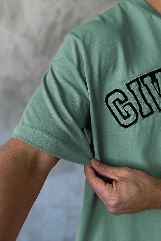 Зелёная оверсайз футболка Givenchy college logo-embroidered