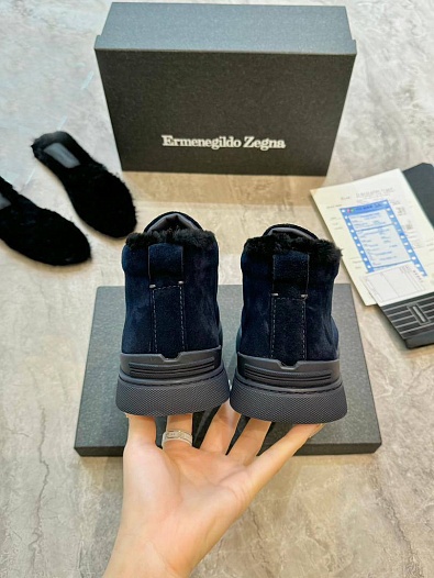 Кроссовки с мехом Ermenegildo Zegna Triple Stitch - Navy   