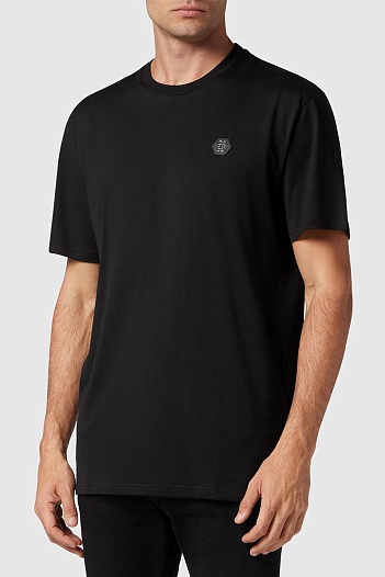 Футболка чёрного цвета Philipp Plein logo-plaque   