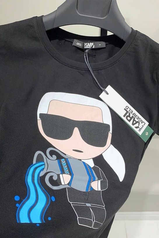 Женская чёрная футболка Karl Lagerfeld "Aquarius"