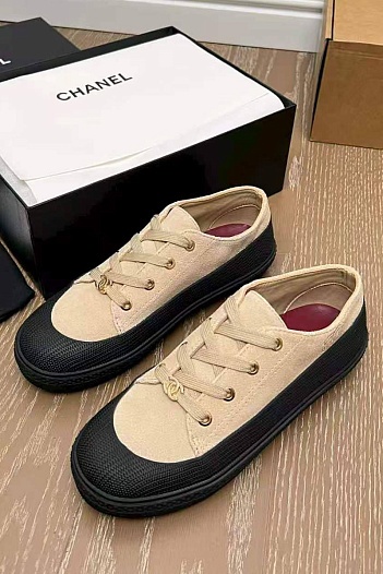 Женские замшевые кеды Chanel premium   
