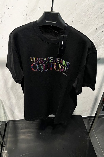 Мужская чёрная футболка Versace Jeans Couture   