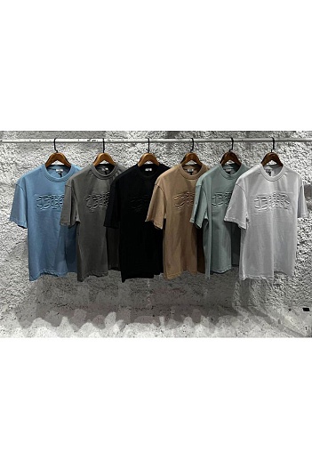 Коричневая оверсайз футболка Dior logo embossed   