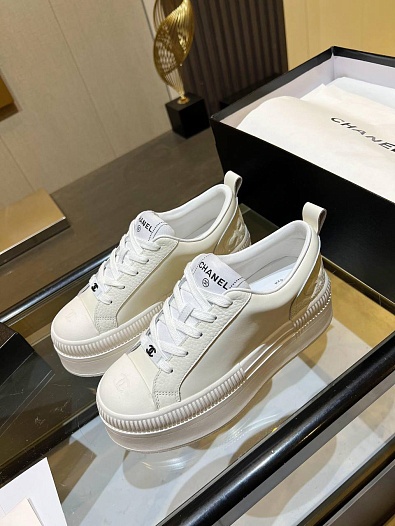 Женские кожаные кроссовки Chanel premium   