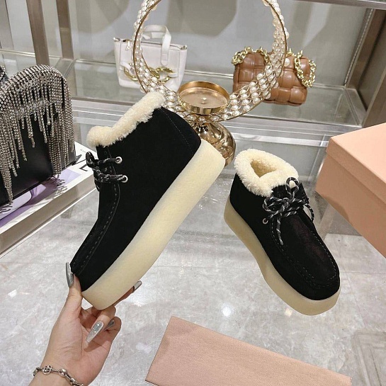 Женские замшевые лоферы с мехом MIU MIU premium