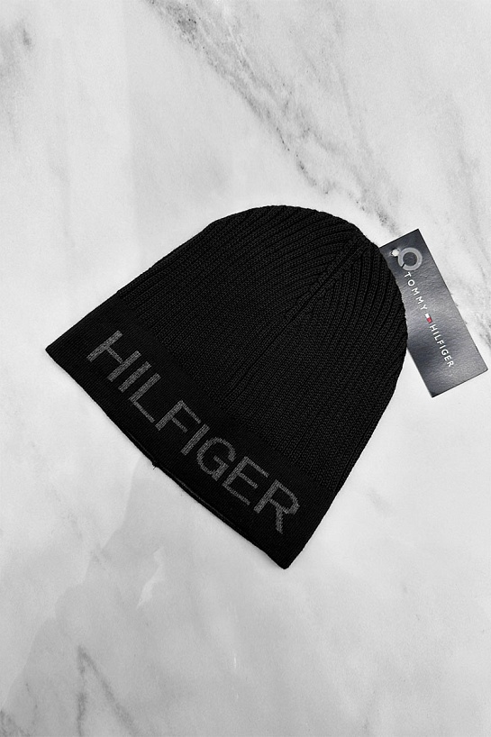 Мужская чёрная шапка Tommy Hilfiger