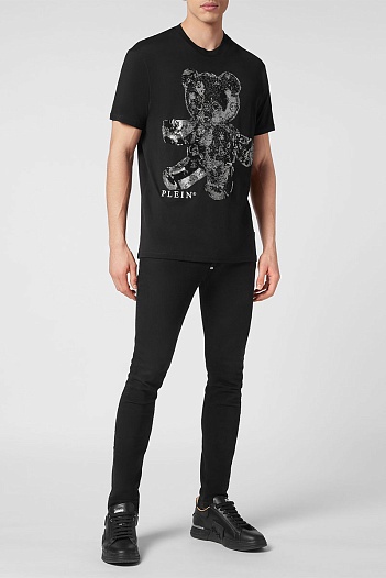 Мужская чёрная футболка Philipp Plein Teddy Bear   