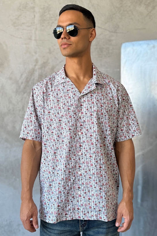 Мужская белая рубашка Dolce & Gabbana floral-print
