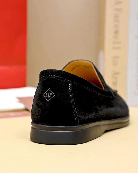 Мужские замшевые лоферы Loro Piana Summer Walk - Black