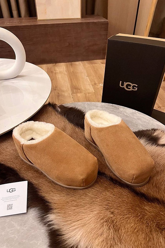 Женские слипоны с мехом UGG Tasman - Chestnut