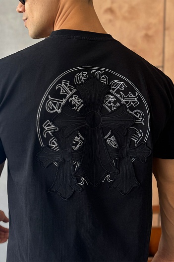 Чёрная оверсайз футболка Gothic logo   