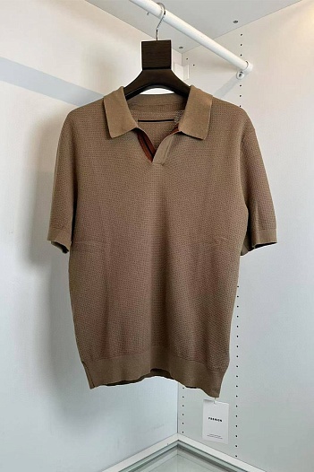 Мужское поло Zegna buttonless - Brown   