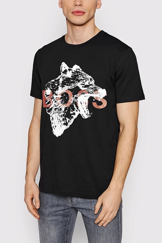 Мужская чёрная футболка Hugo Boss TDraw