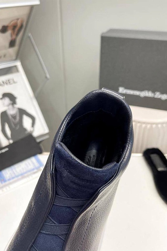 Кроссовки с мехом Ermenegildo Zegna Triple Stitch high-top - Navy