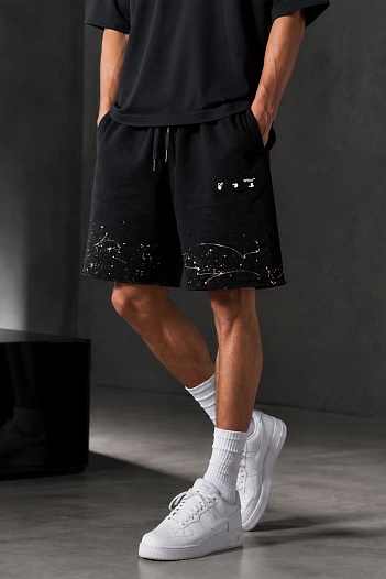 Чёрные мужские шорты Off-White Paint Splatter   
