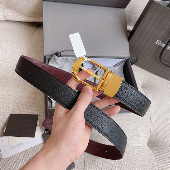 Двусторонний кожаный ремень Zegna Premium (ширина 3.5 см)