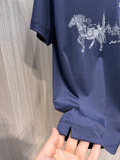 Футболка синего цвета Hermes Premium   