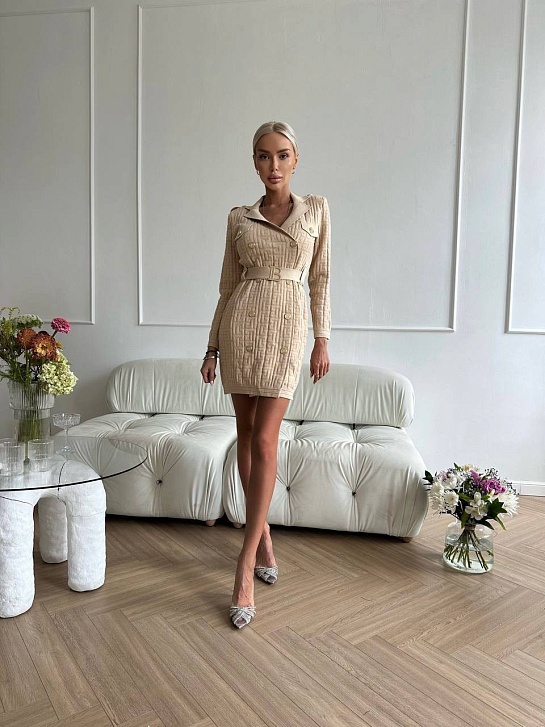 Женское бандажное платье с ремнем Balmain