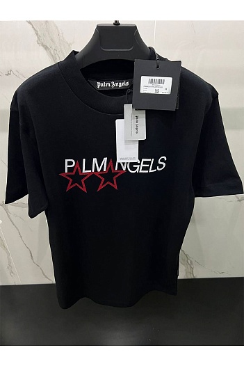 Чёрная оверсайз футболка Palm Angels Racing Stars   